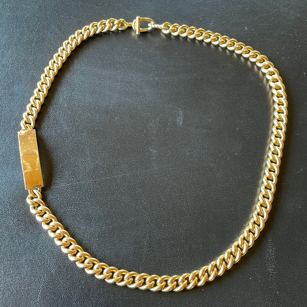 Ralph Lauren collection thick gold curb link ID plate necklace belt